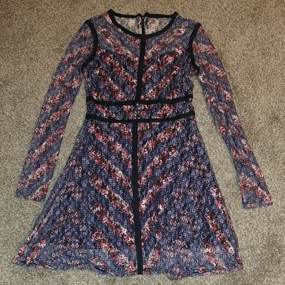 Xhilaration Floral Lace Dress with Black Trim - Picture 2 of 5
